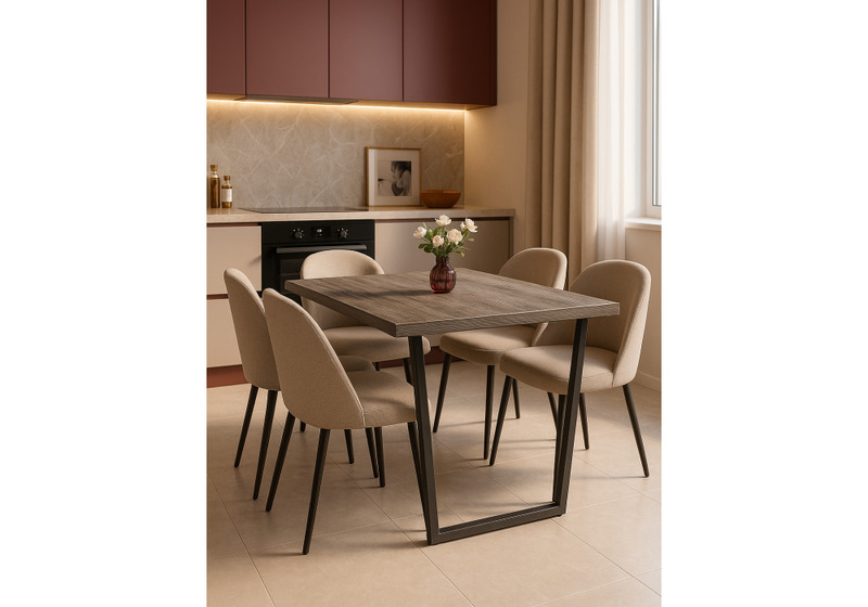 Стол деревянный, Эльпатия 110 дуб рошелье / черный матовый