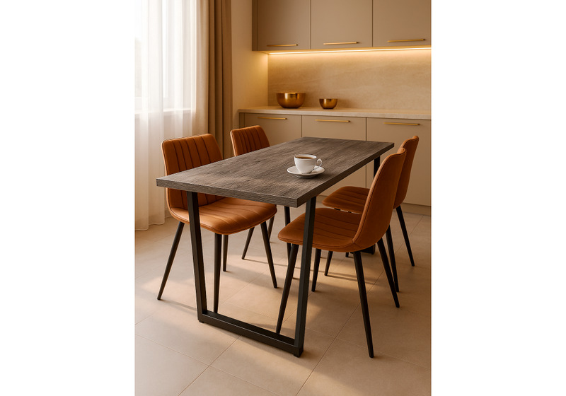 Стол деревянный, Эльпатия 150 дуб рошелье / черный матовый