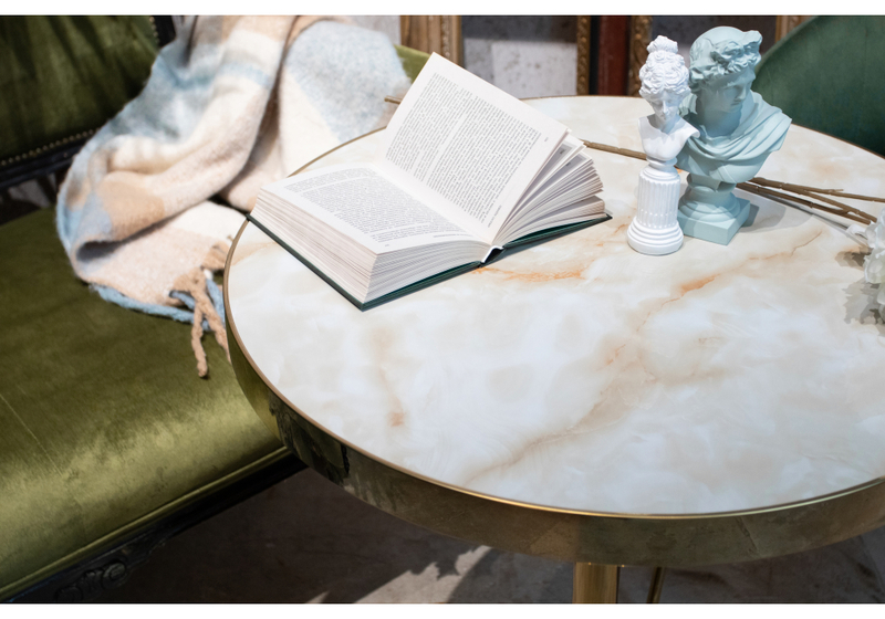 Стол деревянный, Dorian 70x75 бежевый / золотой