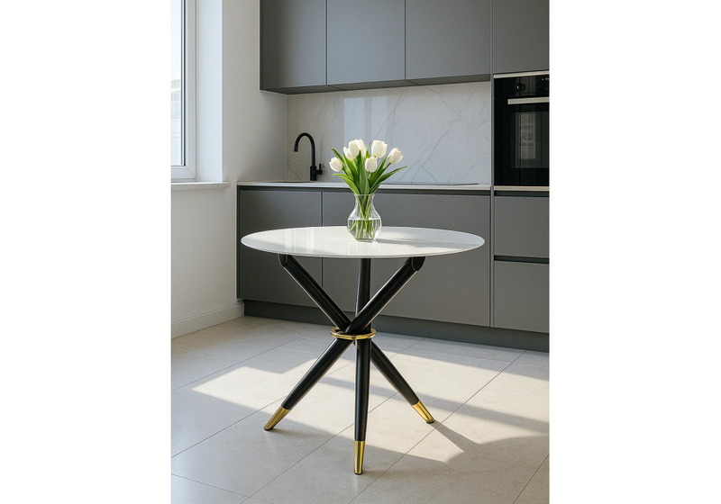 Стол стеклянный, Rock white / black