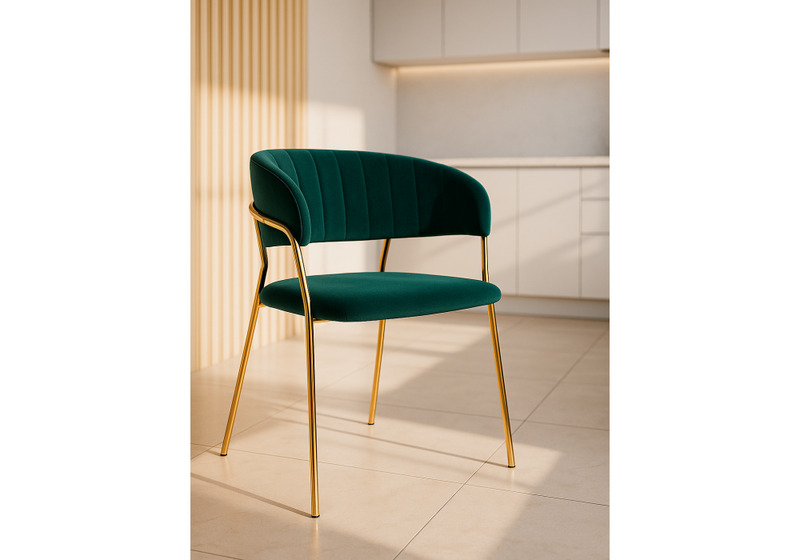 Стул на металлокаркасе, Kamelia зеленый / золото
