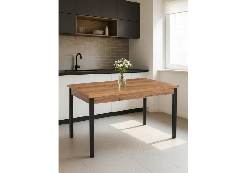 Стол деревянный, Оригон дуб горный / черный матовый