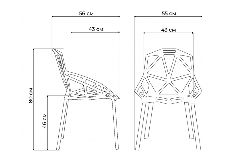 Пластиковый стул, One PC-015 черный