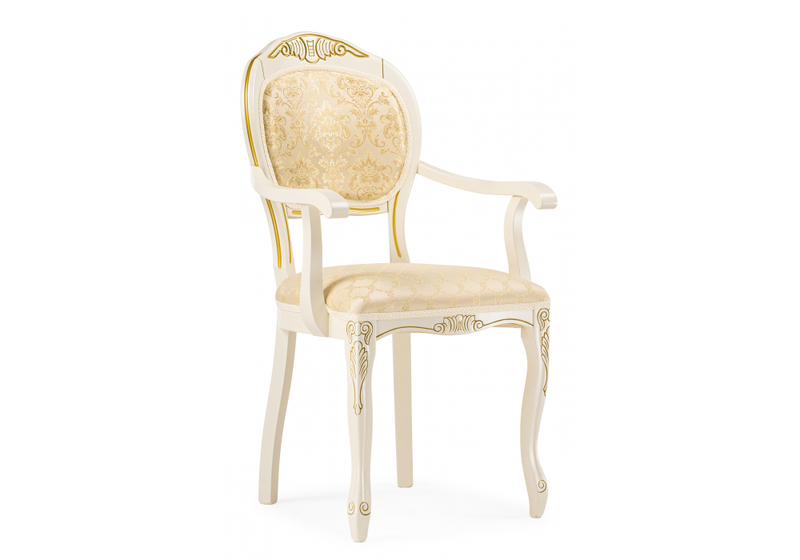 Стул деревянный, Лауро патина золото / бежевый