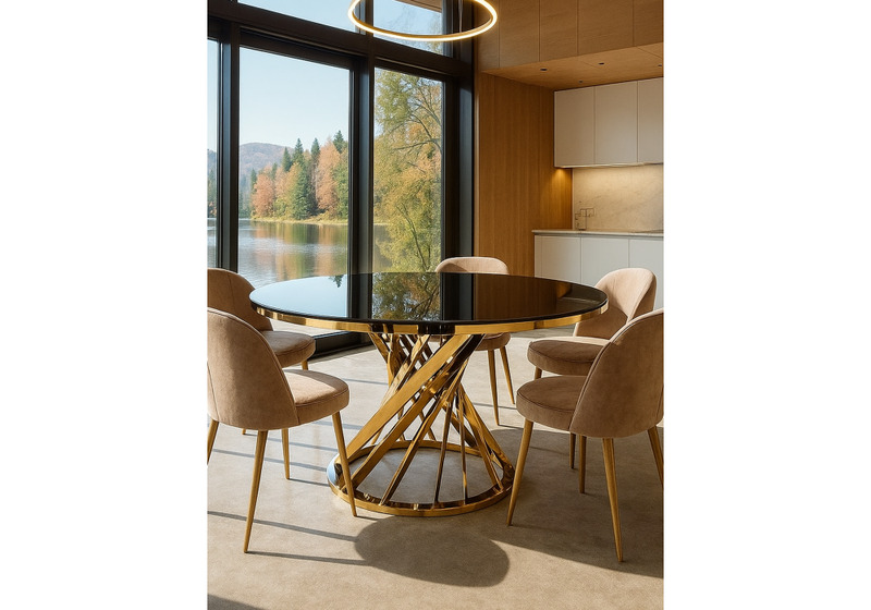 Стол стеклянный, Twist gold / black