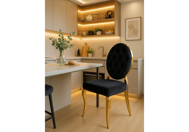 Стул на металлокаркасе, Odda черный / золотой