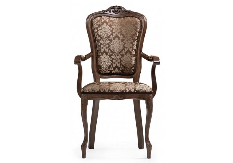 Стул деревянный, Руджеро с мягкими подлокотниками орех / шоколад