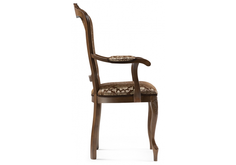 Стул деревянный, Руджеро с мягкими подлокотниками орех / шоколад
