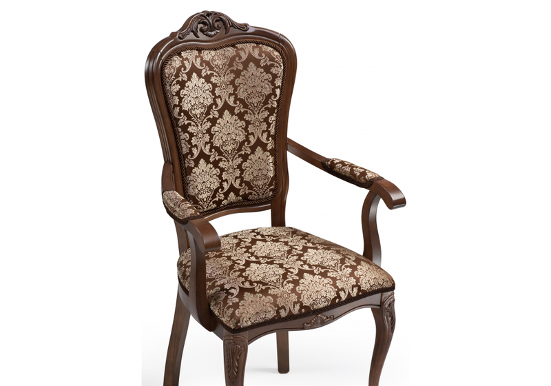 Стул деревянный, Руджеро с мягкими подлокотниками орех / шоколад