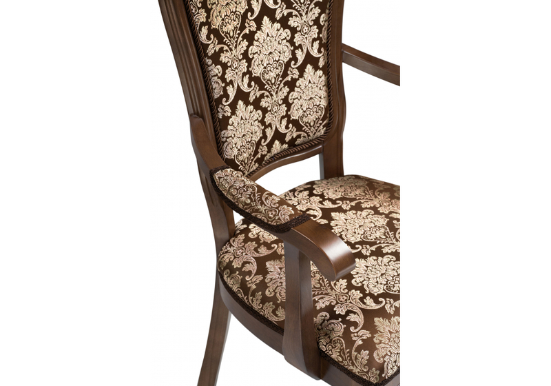 Стул деревянный, Руджеро с мягкими подлокотниками орех / шоколад