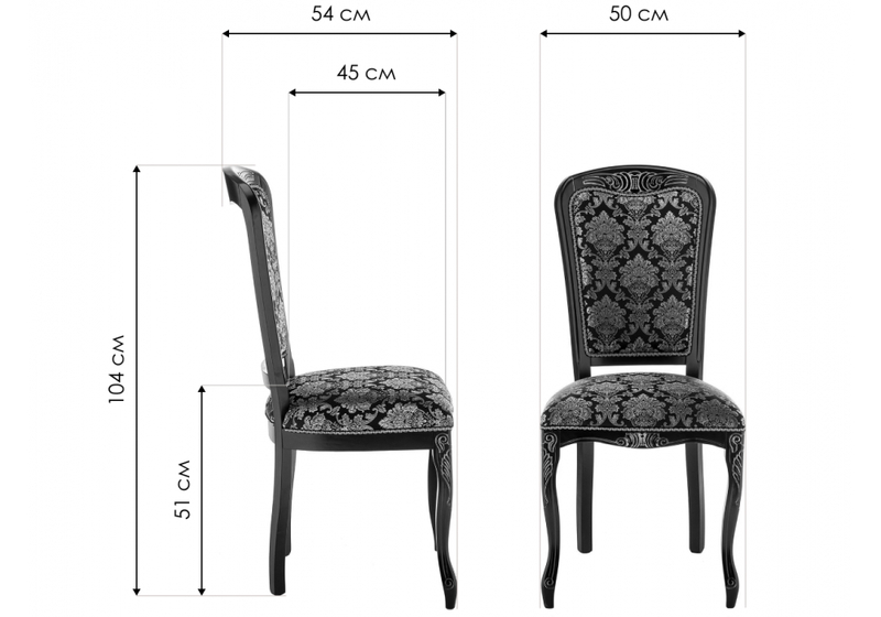 Стул деревянный, Клето патина серебро / черный