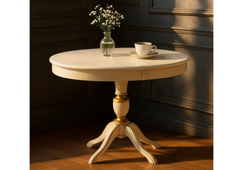 Стол деревянный, Arno молочный с золотой патиной