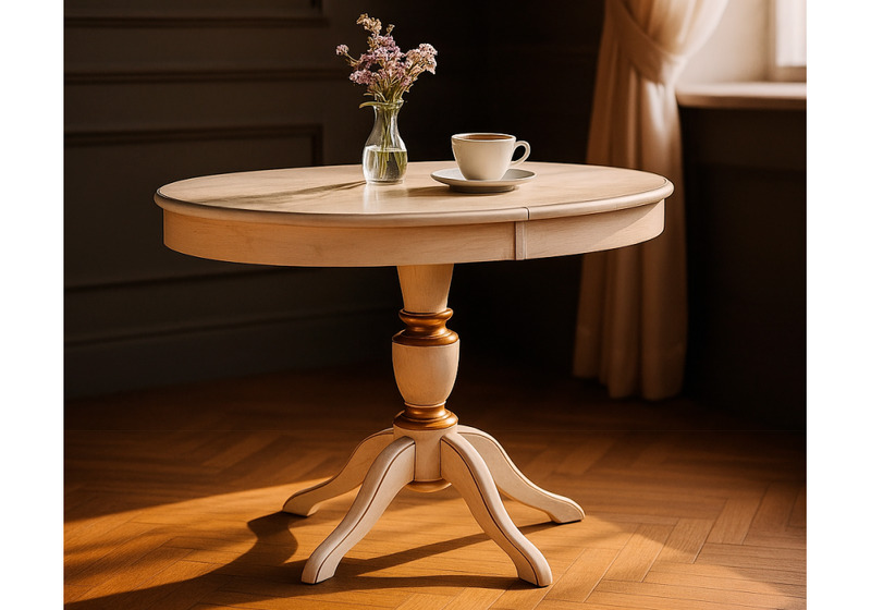 Стол деревянный, Arno молочный с золотой патиной