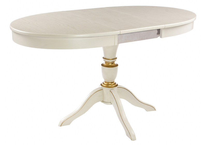 Стол деревянный, Arno молочный с золотой патиной