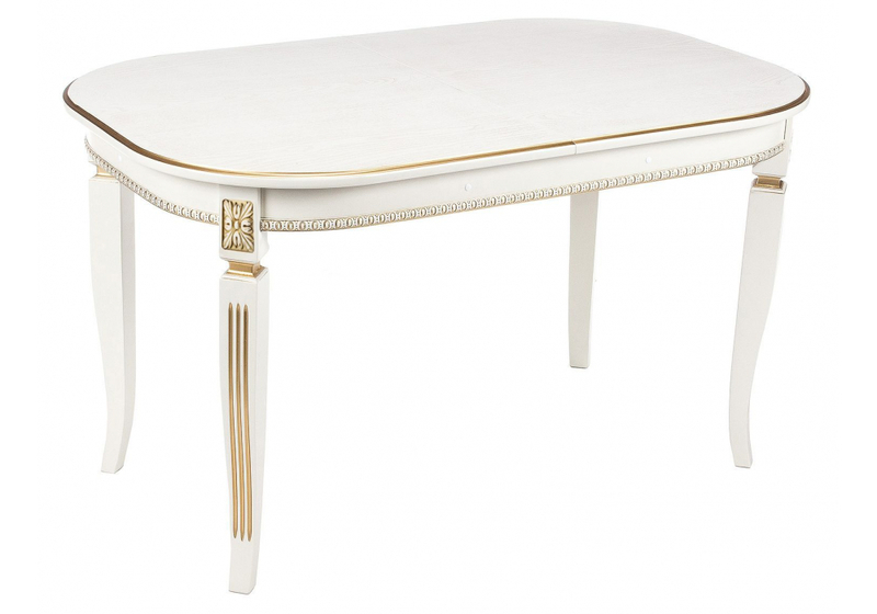 Стол деревянный, Romeo молочный с золотой патиной