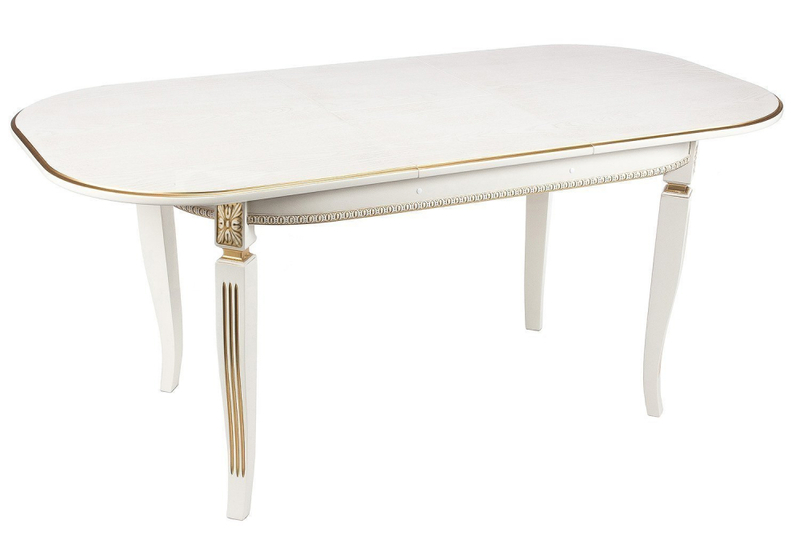 Стол деревянный, Romeo молочный с золотой патиной