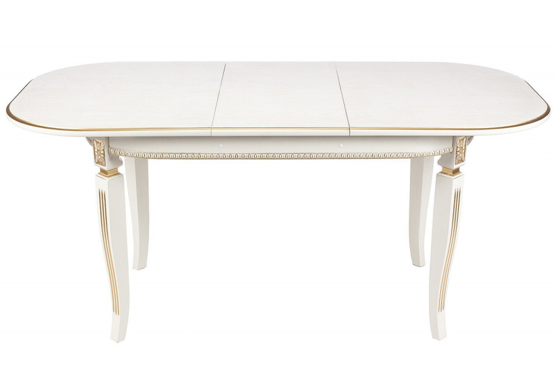 Стол деревянный, Romeo молочный с золотой патиной