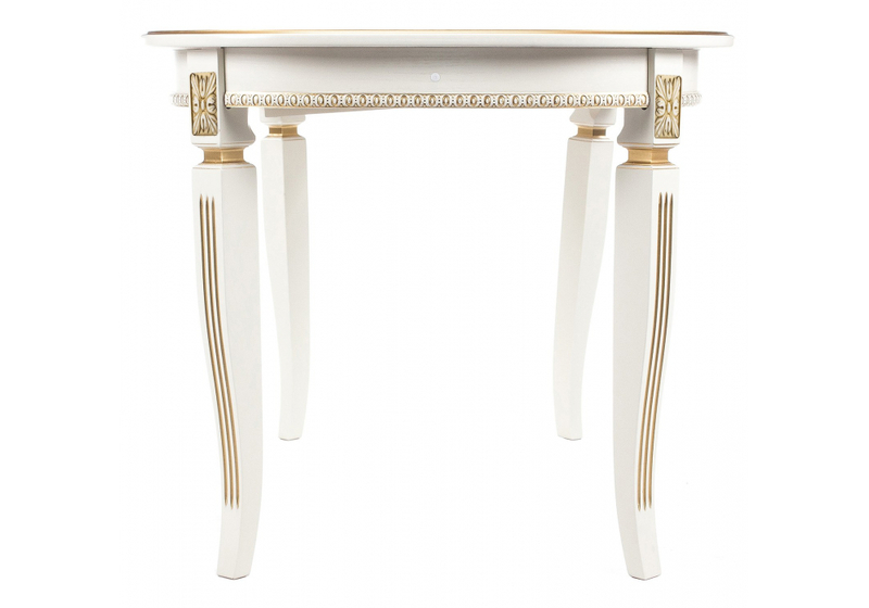 Стол деревянный, Romeo молочный с золотой патиной