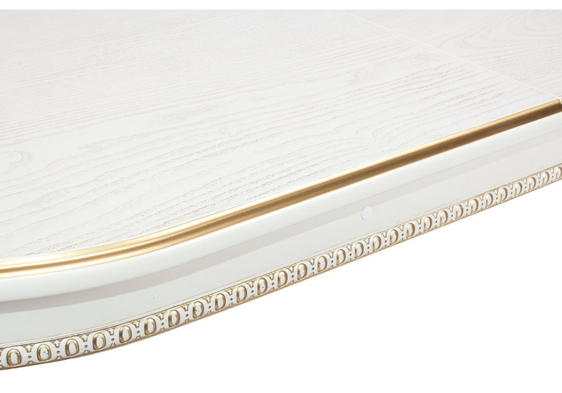 Стол деревянный, Romeo молочный с золотой патиной