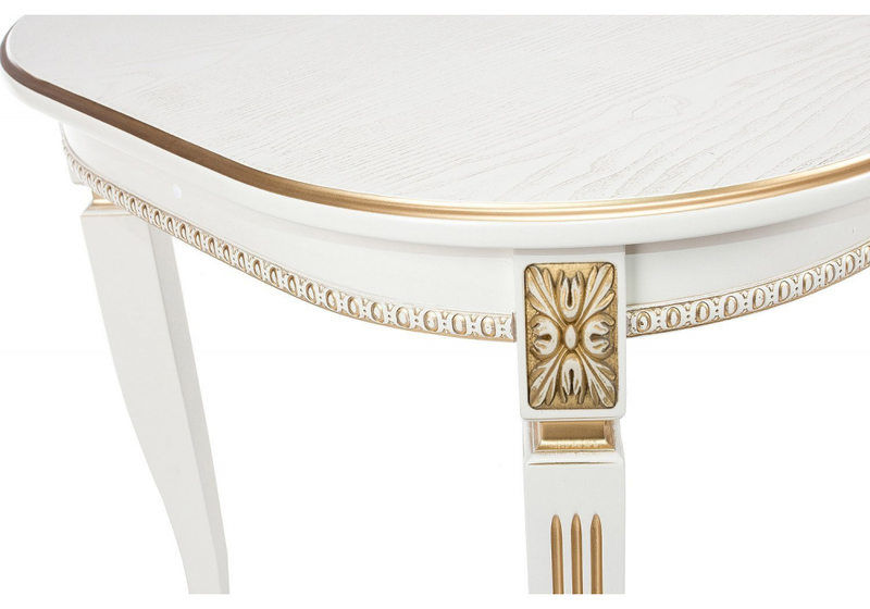 Стол деревянный, Romeo молочный с золотой патиной