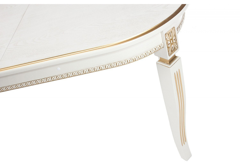 Стол деревянный, Romeo молочный с золотой патиной