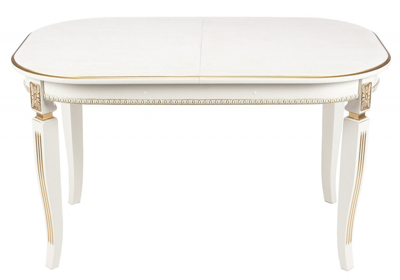 Стол деревянный, Romeo молочный с золотой патиной