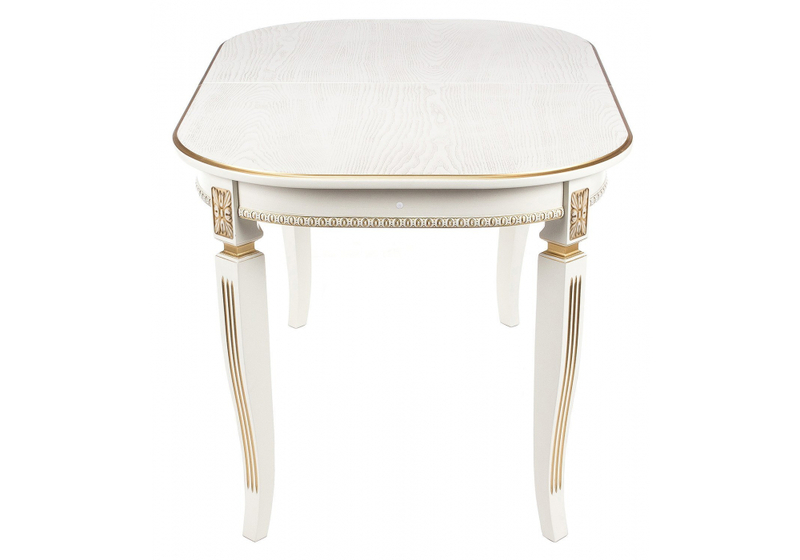 Стол деревянный, Romeo молочный с золотой патиной