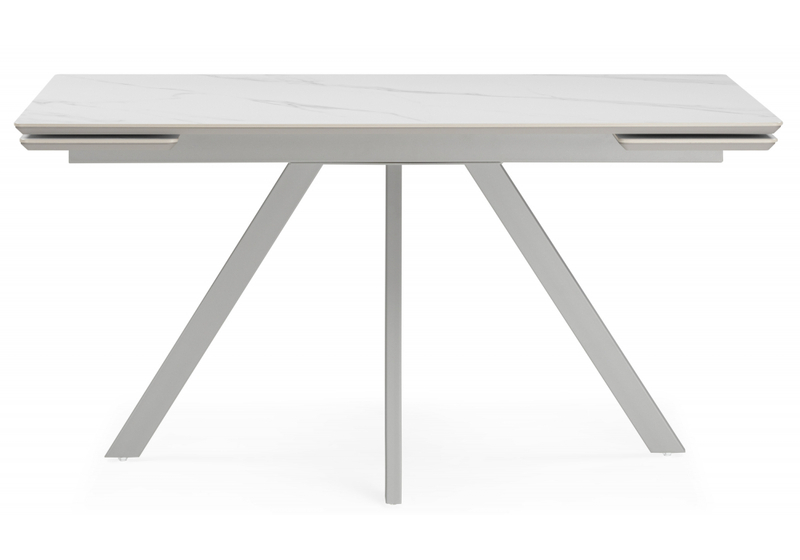 Керамический стол, Вилли 140(200)х80 белый мрамор snow white / серый