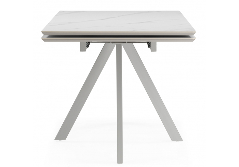 Керамический стол, Вилли 140(200)х80 белый мрамор snow white / серый