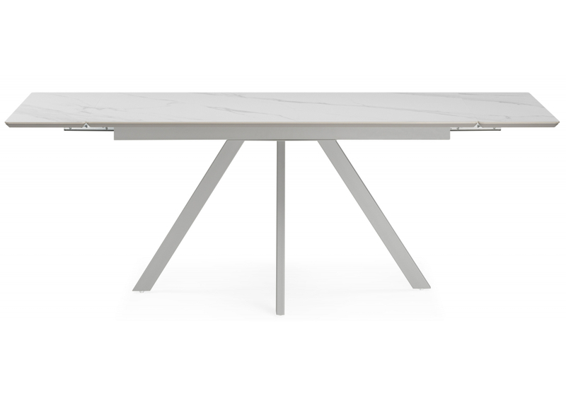 Керамический стол, Вилли 140(200)х80 белый мрамор snow white / серый