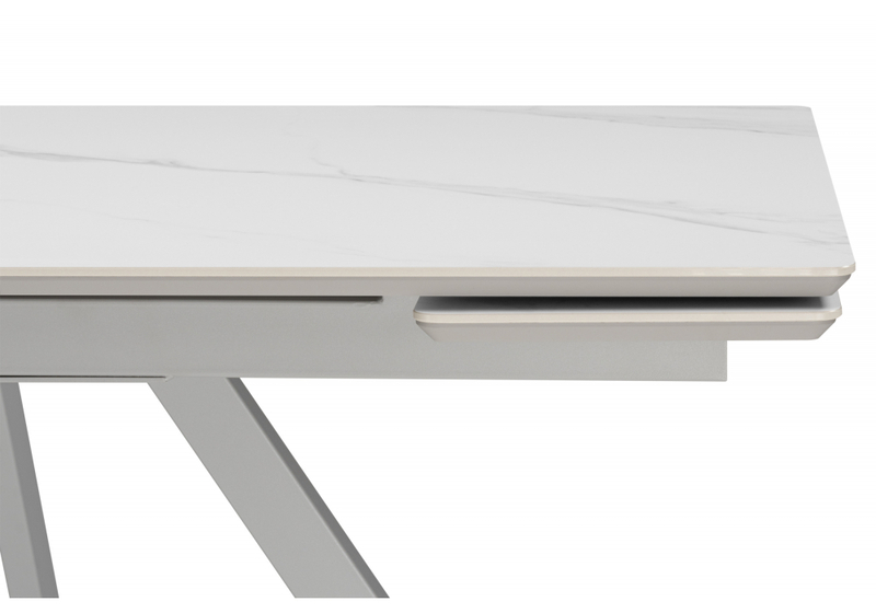 Керамический стол, Вилли 140(200)х80 белый мрамор snow white / серый