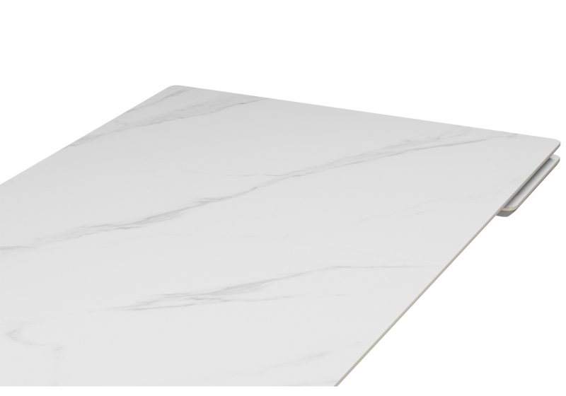 Керамический стол, Вилли 140(200)х80 белый мрамор snow white / серый