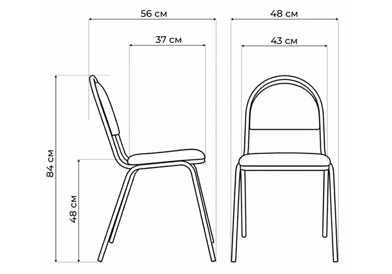 Стул на металлокаркасе, Гумер ткань черный / черный глянец