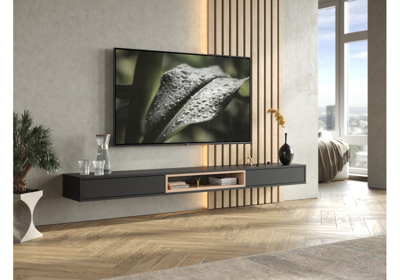 ТВ-тумба, Делора 2,0 м черный / дуб вотан