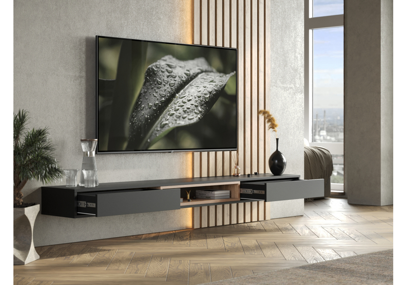 ТВ-тумба, Делора 2,0 м черный / дуб вотан