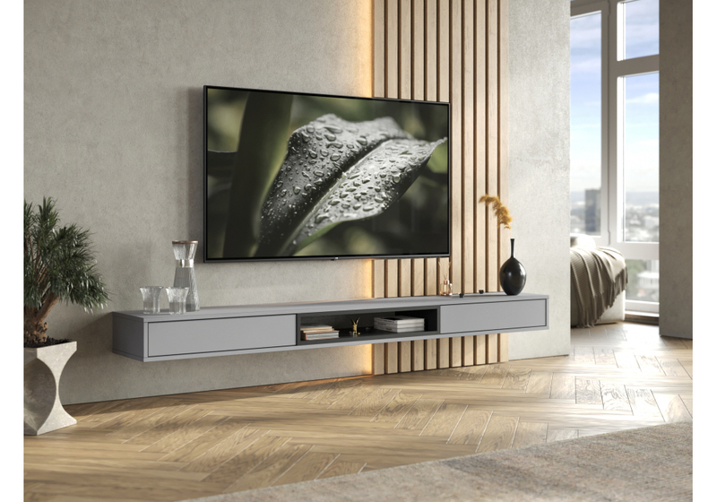 ТВ-тумба, Делора 2,0 м шиншилла серая / черный