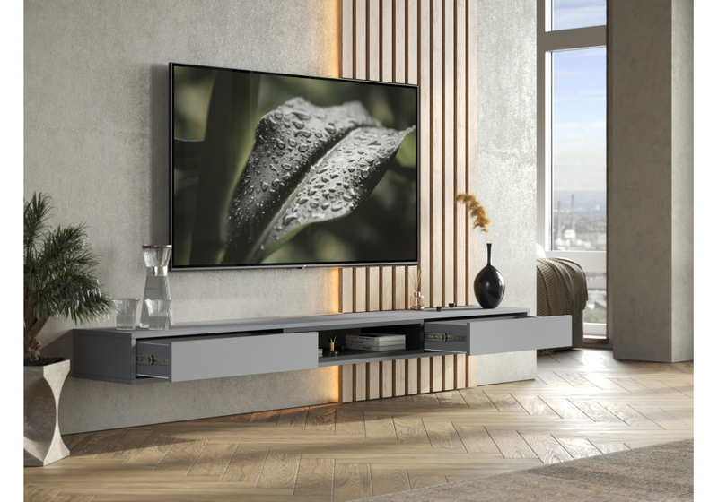 ТВ-тумба, Делора 2,0 м шиншилла серая / черный