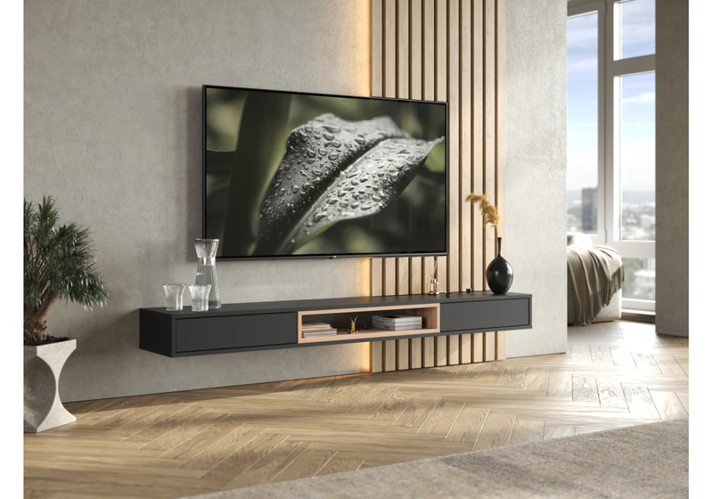 ТВ-тумба, Делора 1,8 м черный / дуб вотан