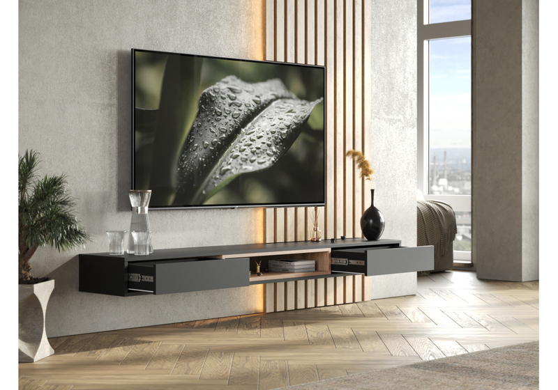 ТВ-тумба, Делора 1,8 м черный / дуб вотан