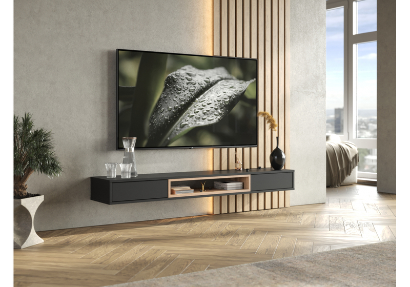 ТВ-тумба, Делора 1,6 м черный / дуб вотан