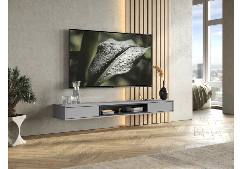 ТВ-тумба, Делора 1,6 м шиншилла серая / черный