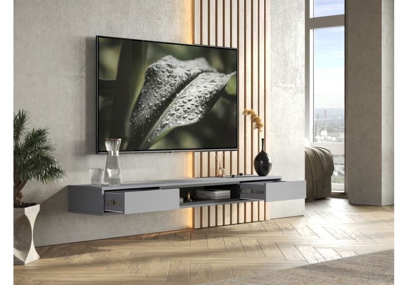 ТВ-тумба, Делора 1,6 м шиншилла серая / черный