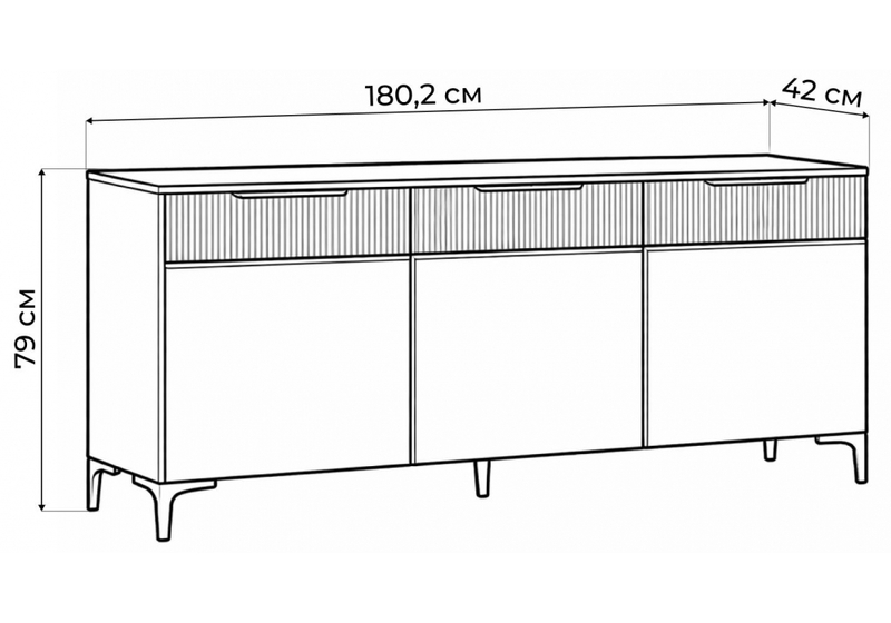 ТВ-тумба, Иадама 3-ств. графит / графит софт