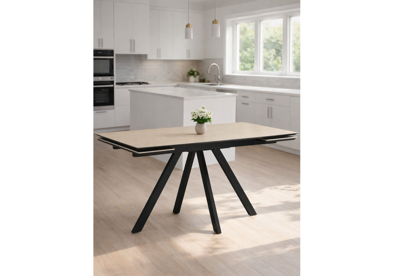 Керамический стол, Вилли 140(200)х80 okara light yellow / черный