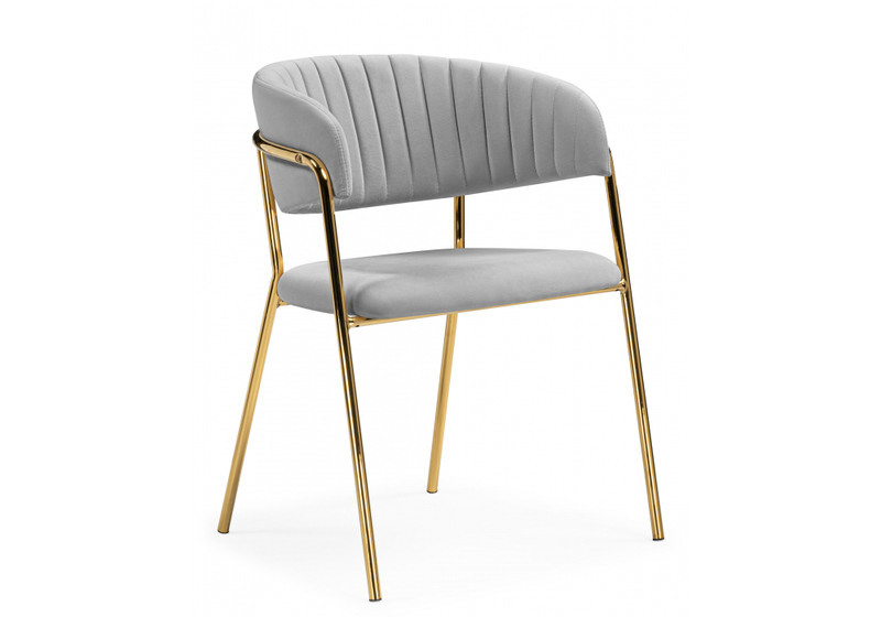 Стул на металлокаркасе, Kamelia велюр светло-серый / золотой