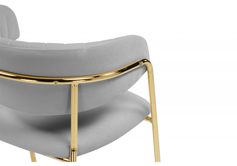 Стул на металлокаркасе, Kamelia велюр светло-серый / золотой