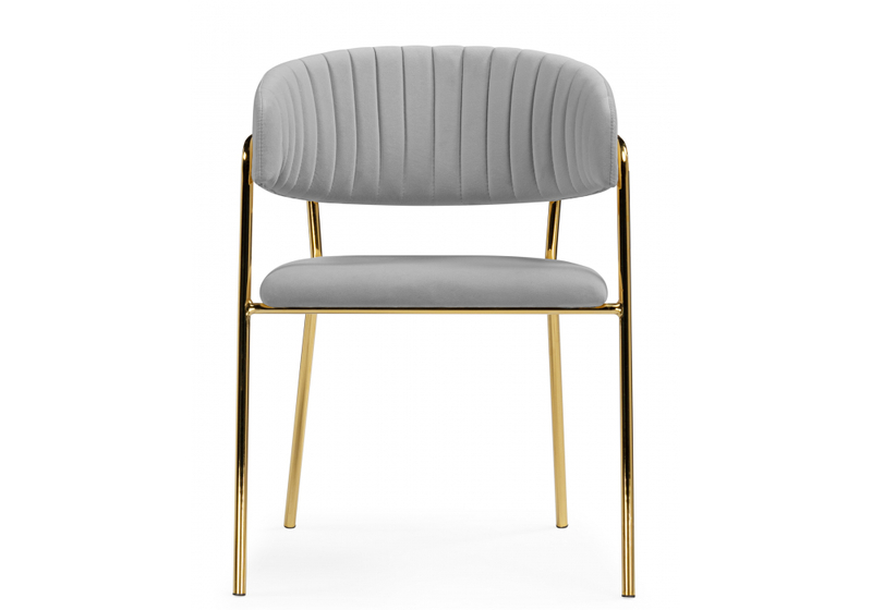 Стул на металлокаркасе, Kamelia велюр светло-серый / золотой