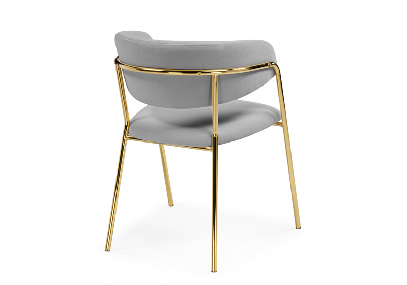 Стул на металлокаркасе, Kamelia велюр светло-серый / золотой