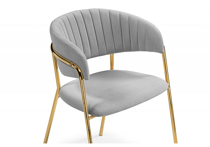 Стул на металлокаркасе, Kamelia велюр светло-серый / золотой