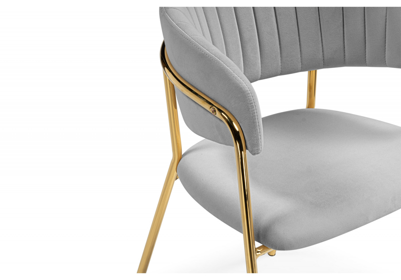 Стул на металлокаркасе, Kamelia велюр светло-серый / золотой
